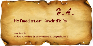 Hofmeister András névjegykártya
